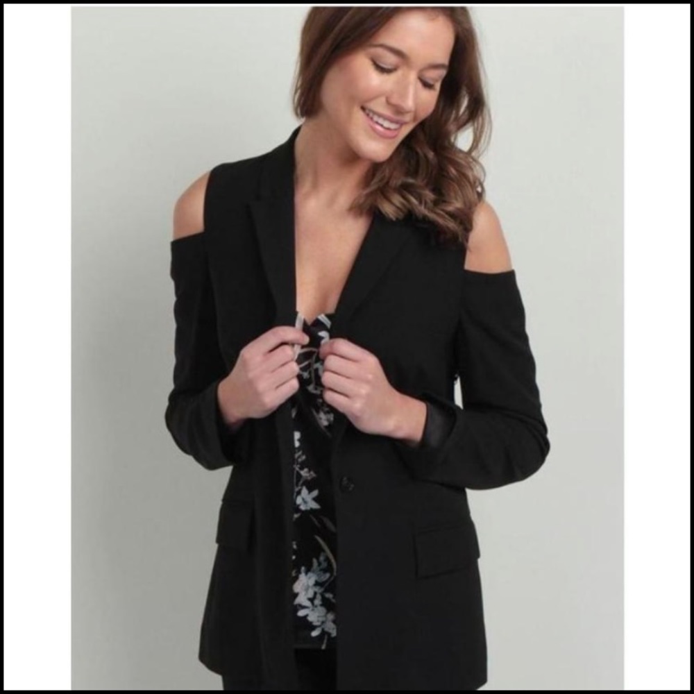 Cold Shoulder Black Blazer